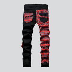 Punk men jeans with belts