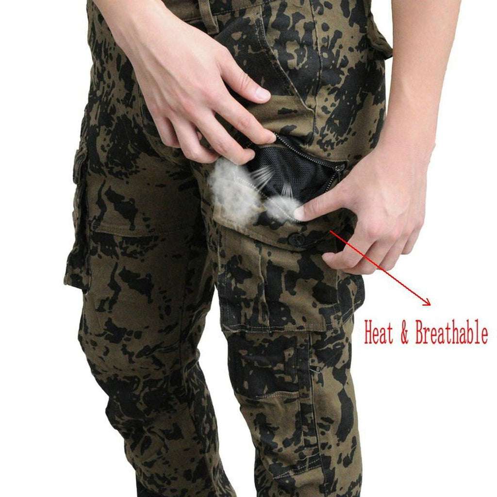 High-quality camouflage biker jeans