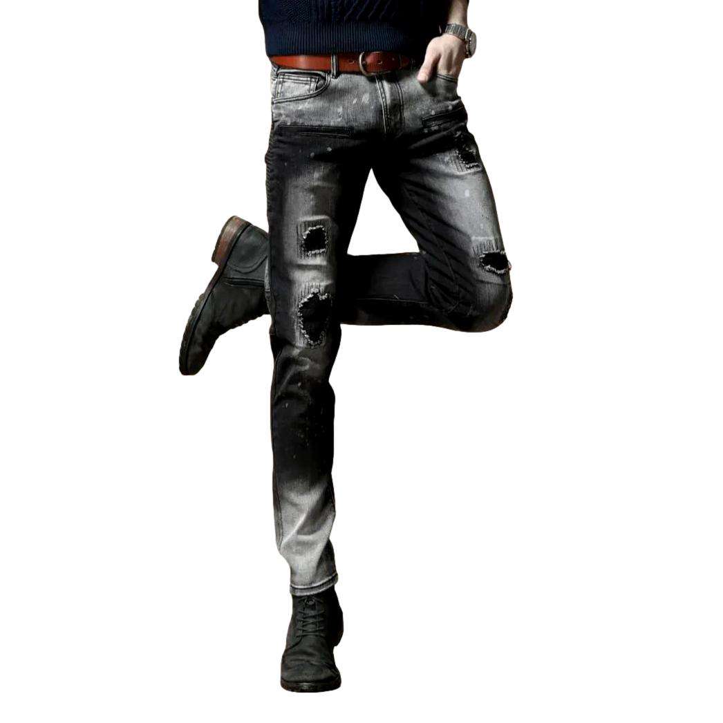 Contrast bleach slim men jeans