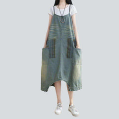 Adjustable women denim dress-jumpsuit