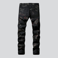 Printed black men jeans