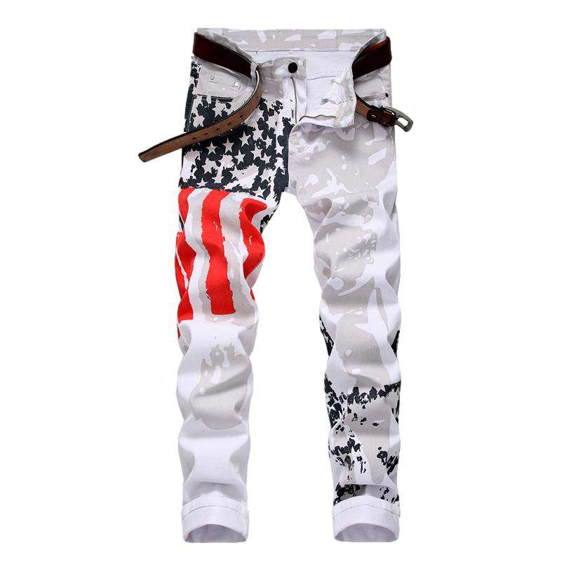 American flag white men jeans