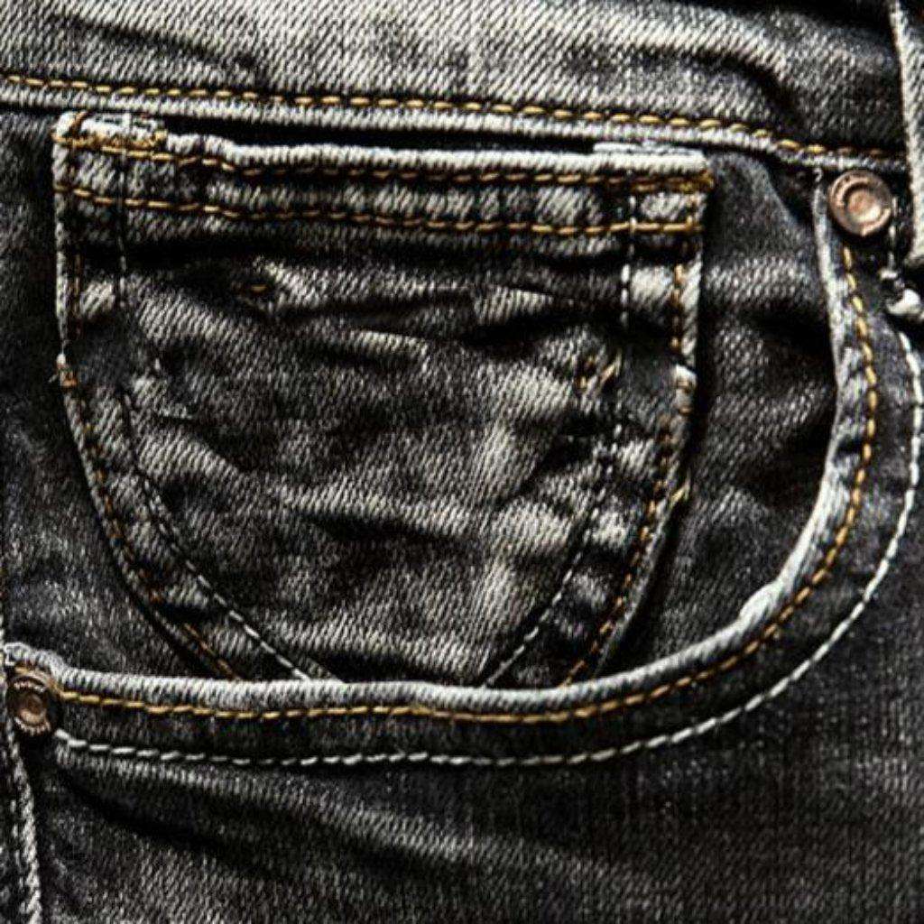 Dark grey men torn jeans