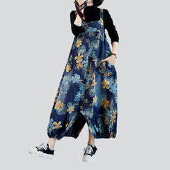 Printed baggy women denim jumpsuit