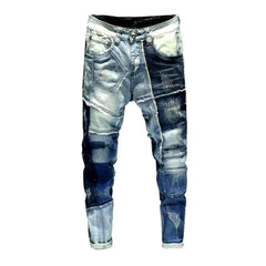 Color block patchwork men jeans