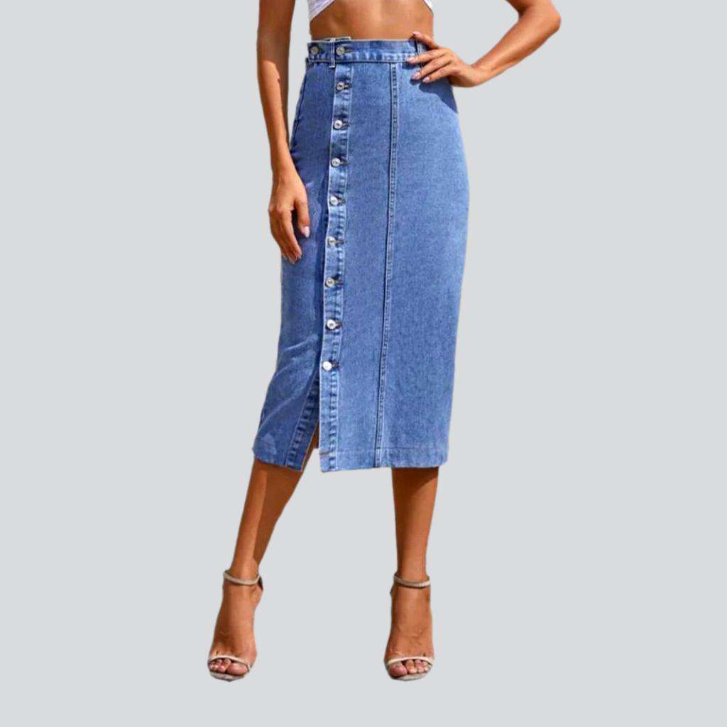 Eleganter geknöpfter Damen Jeansrock