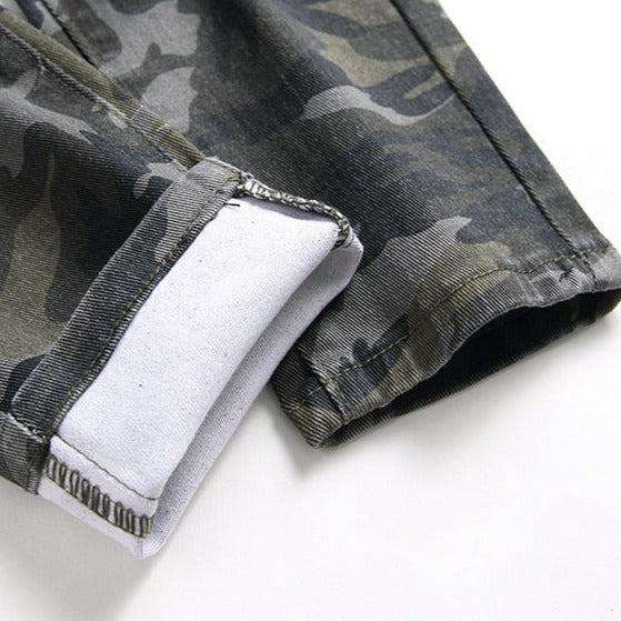 Camouflage print skinny men jeans