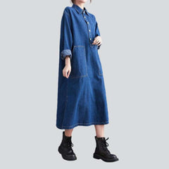 Casual loose long denim dress