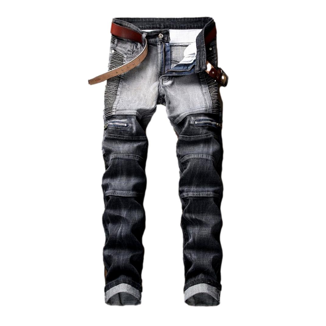 Two-tone vintage men biker jeans