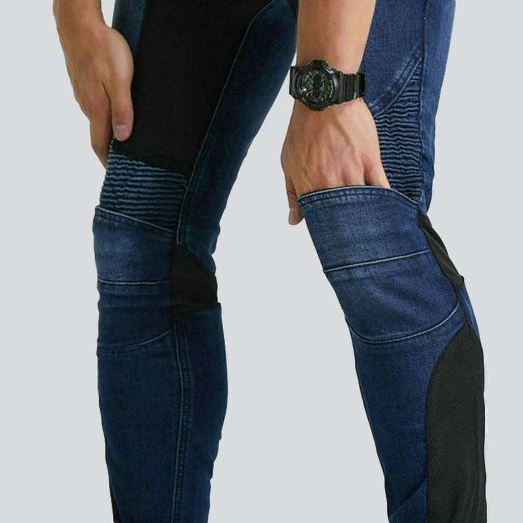 Breathable mesh men biker jeans