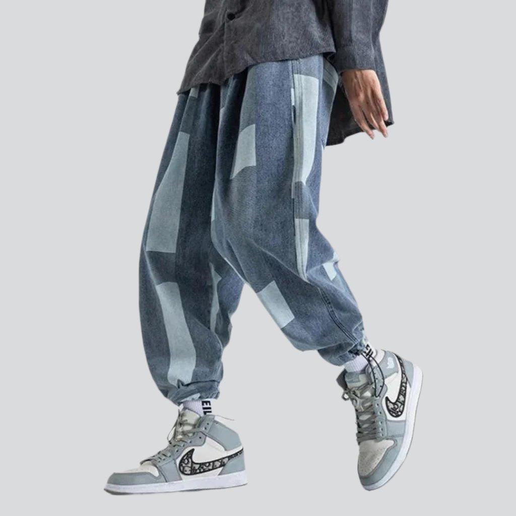 Rectangle print men baggy joggers