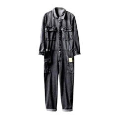 Stonewashed men denim overall