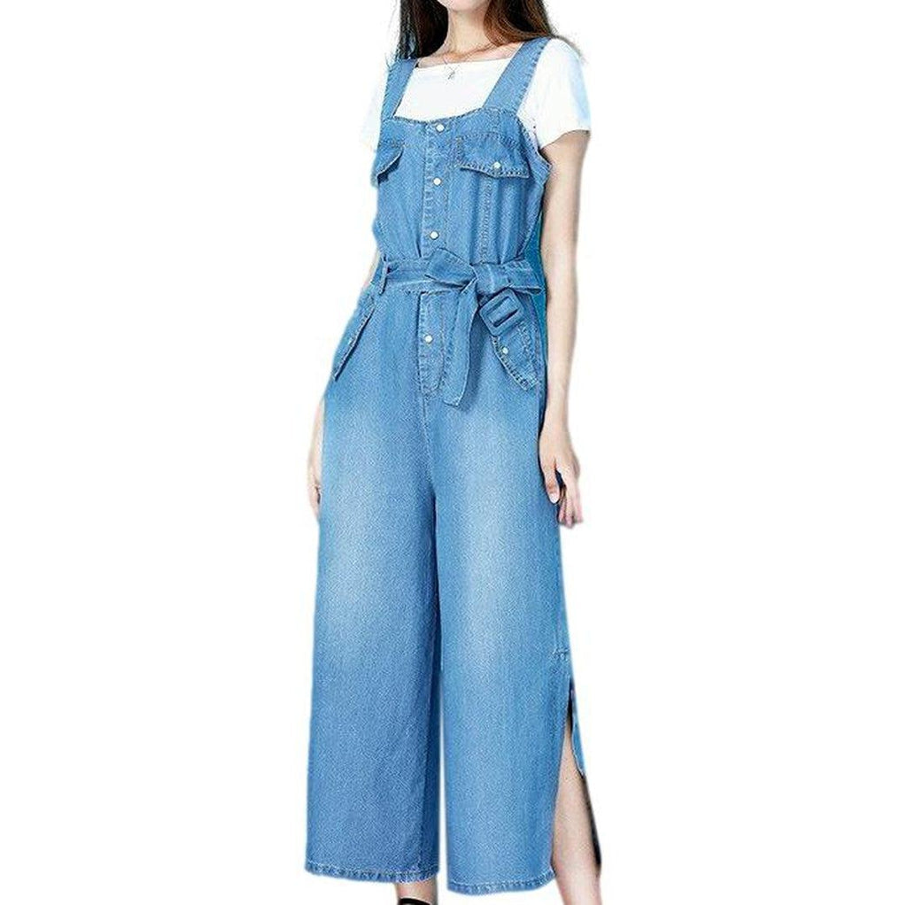 Wide-leg women denim dungaree