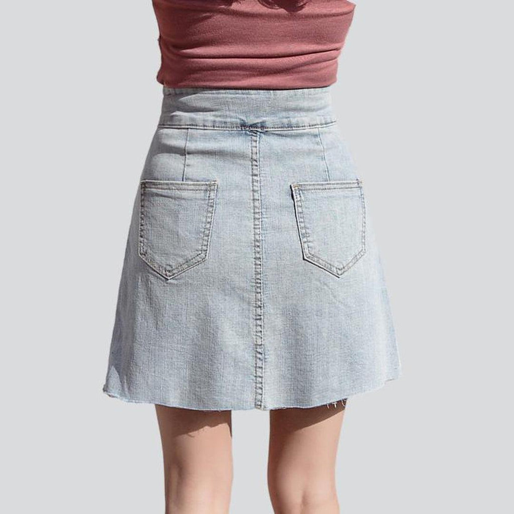 Mini denim skirt with buttons