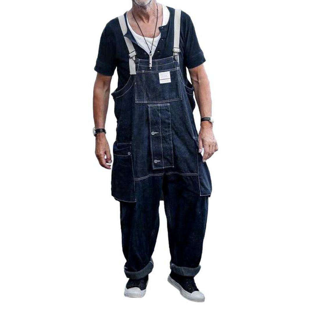 Marineblaue Baggy-Latzhose aus Denim für Herren