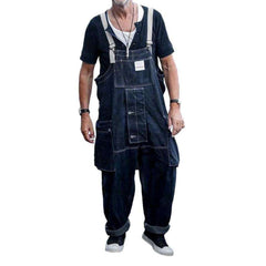 Navy baggy men denim dungaree