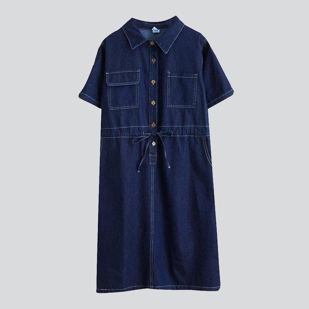 Short sleeve dark denim dress