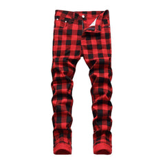 Checkered red men jeans