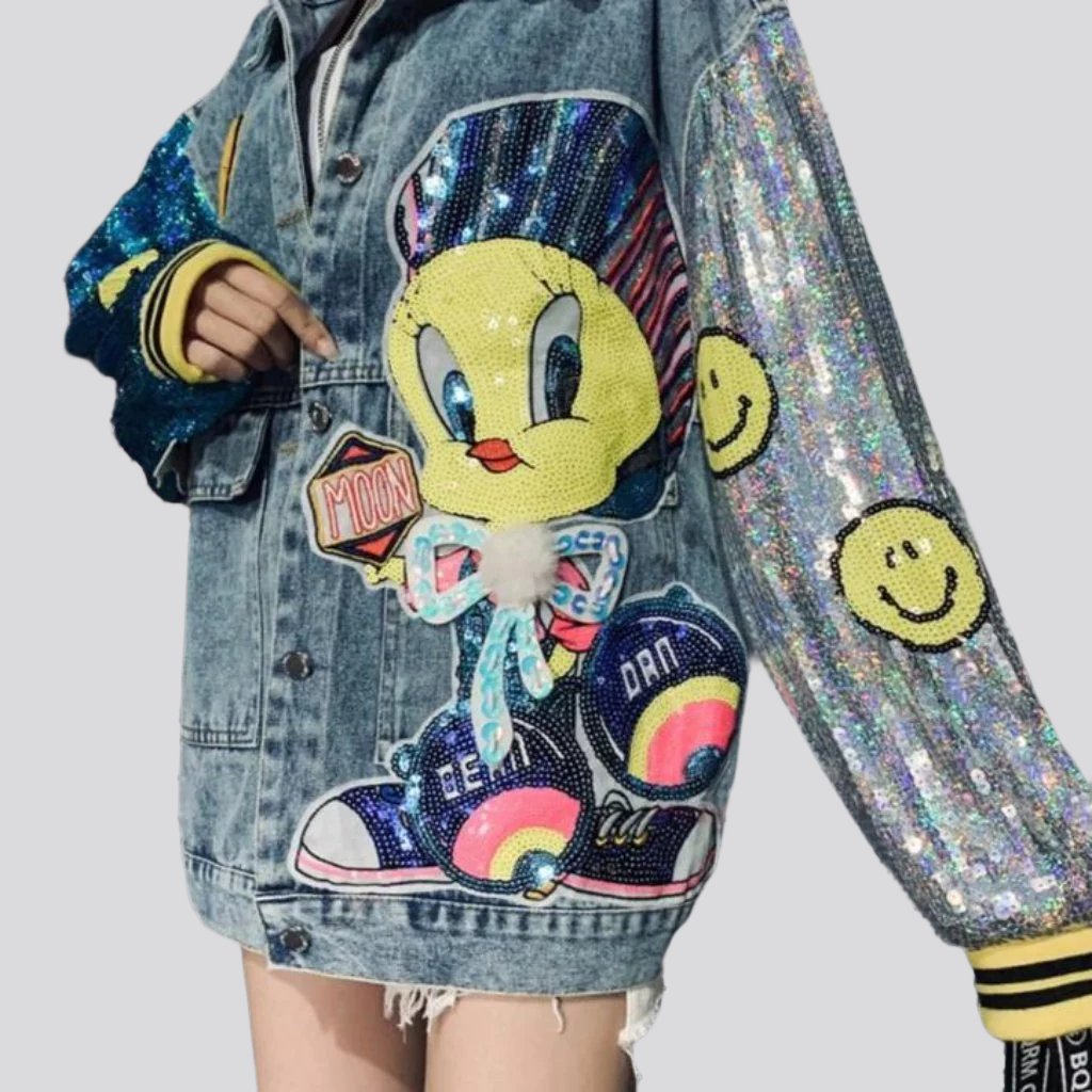 Painted denim jacket for women