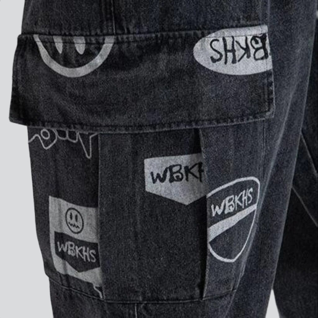 Streetwear printed cargo baggy jeans