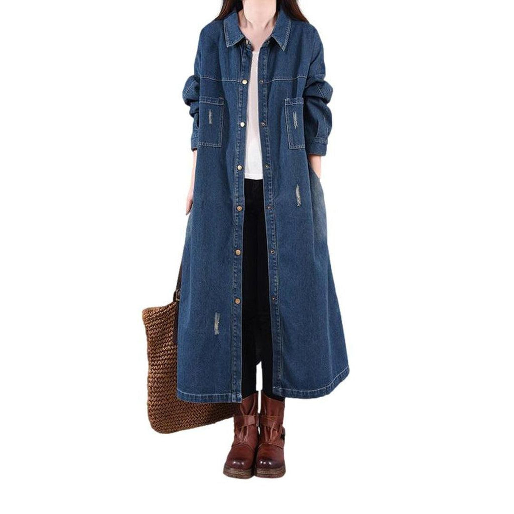 Slightly torn women denim coat