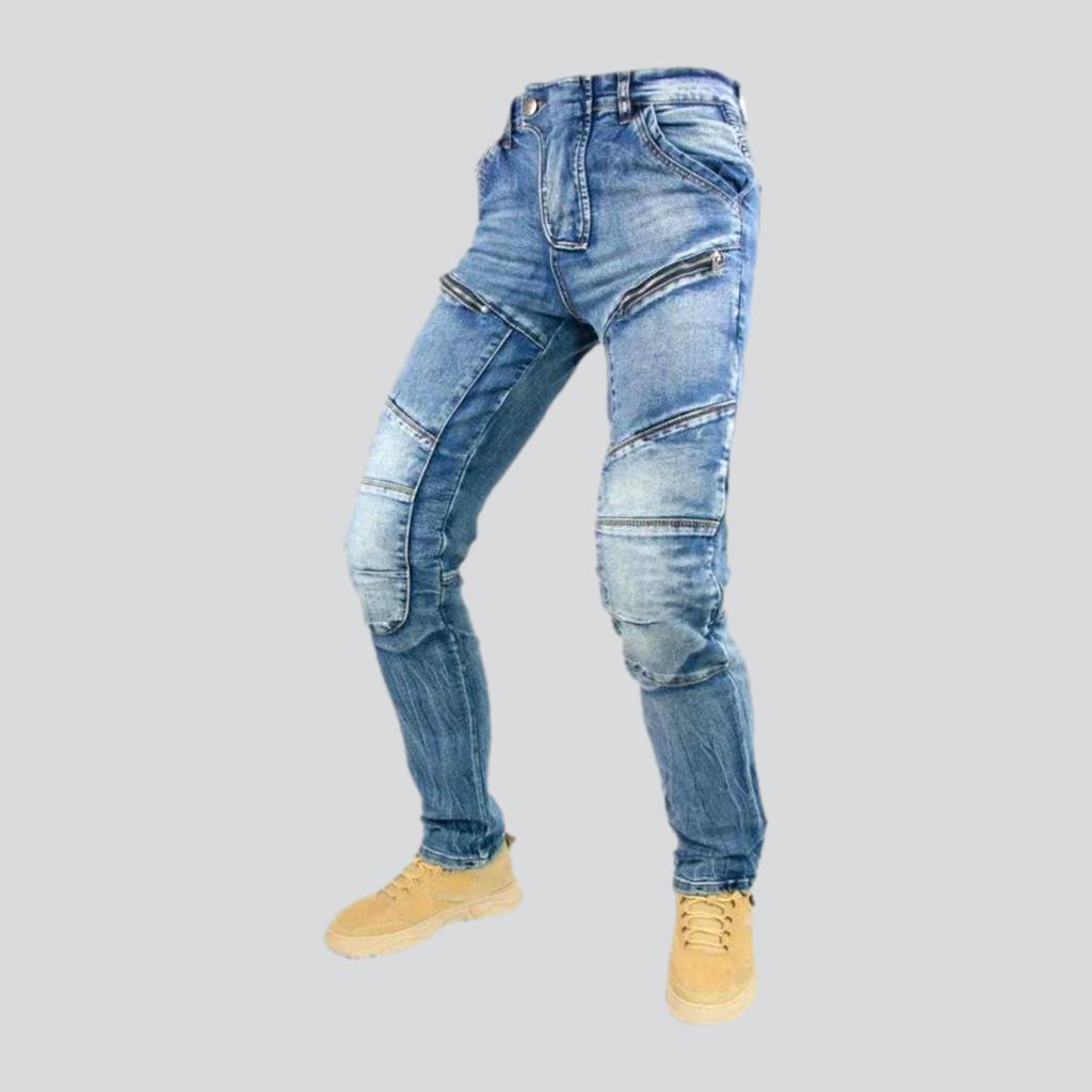 Mid-waist motorcycle jeans for men