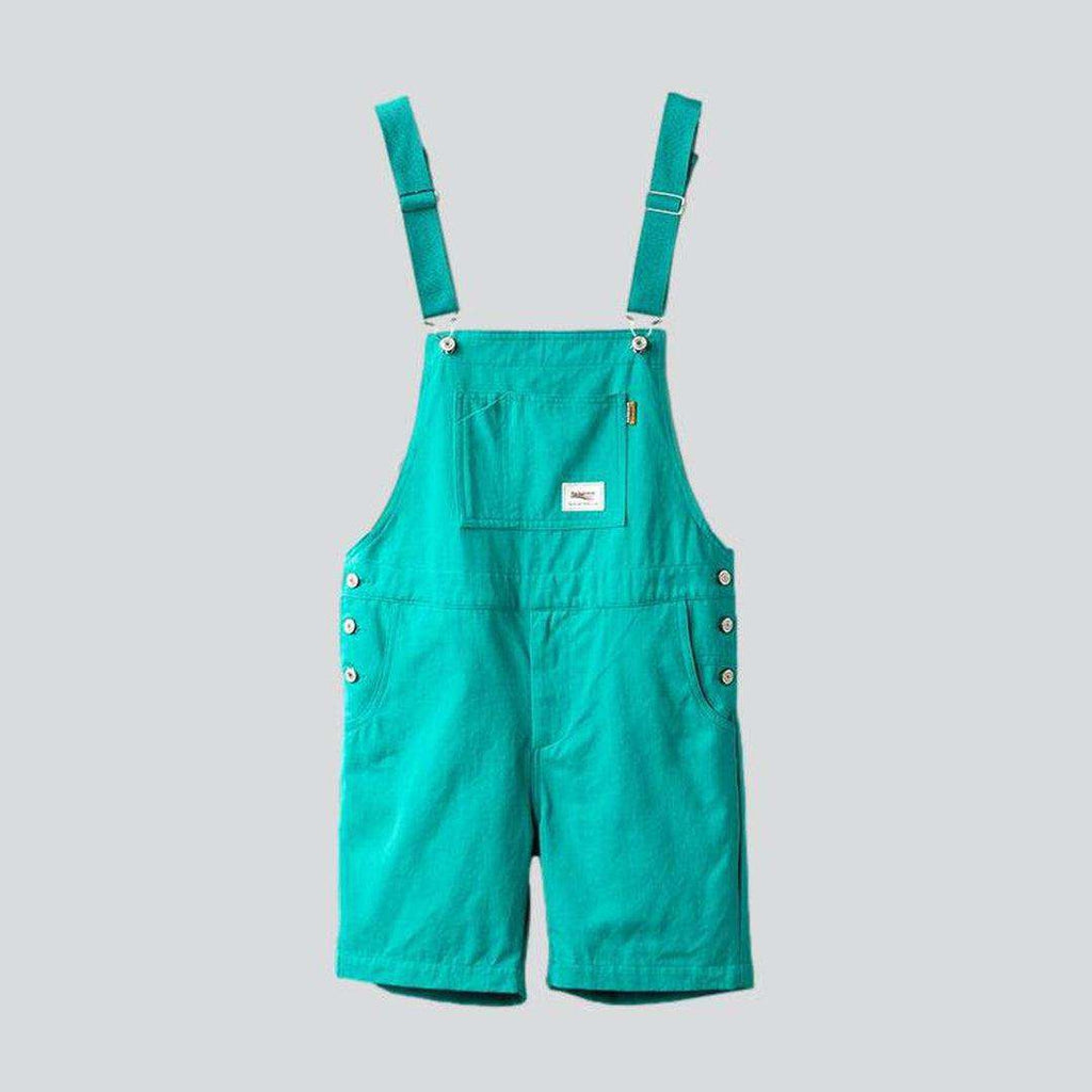 Color denim men overall shorts