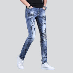 Super skinny printed men jeans