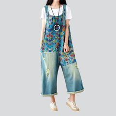 Painted women denim jumpsuit