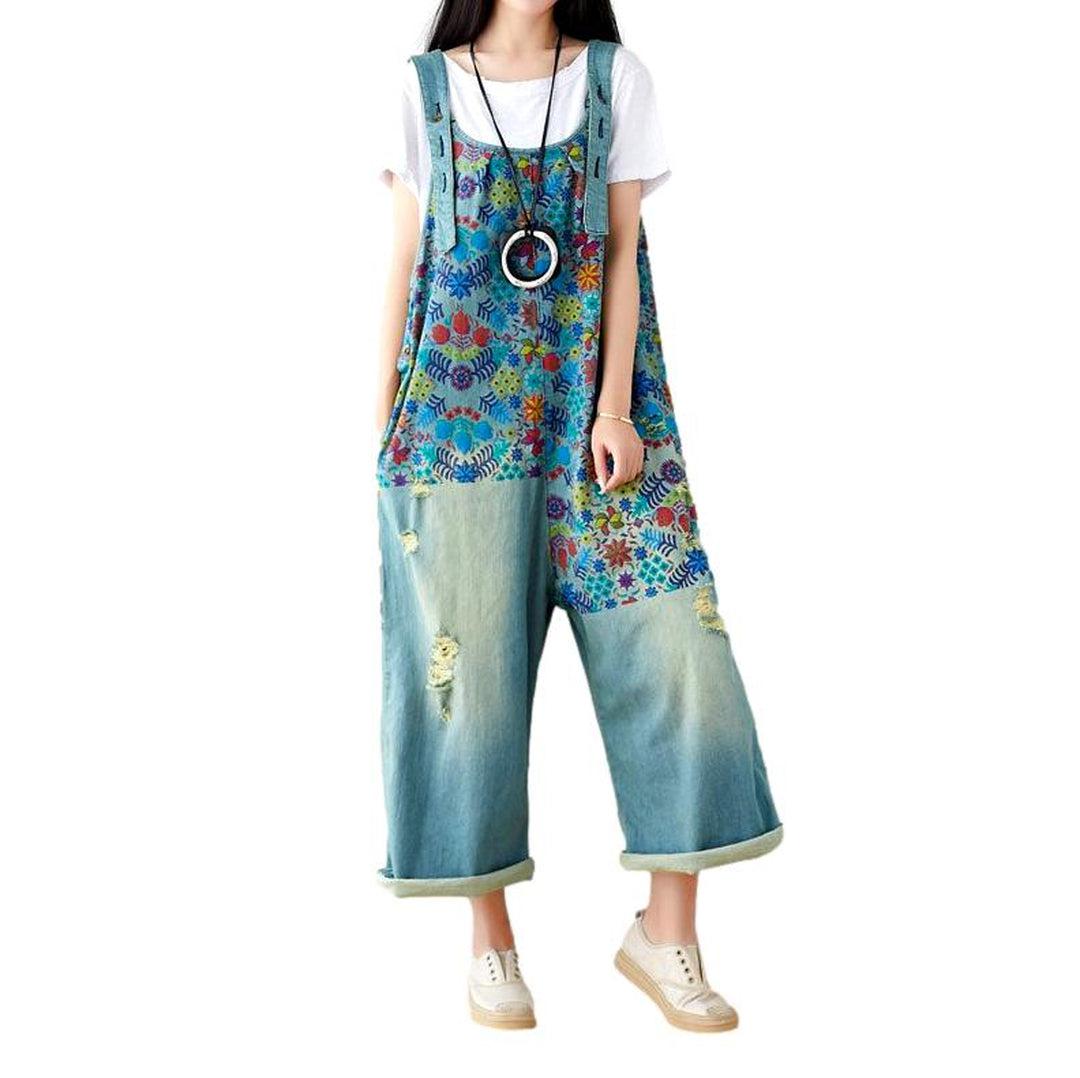 Painted women denim jumpsuit