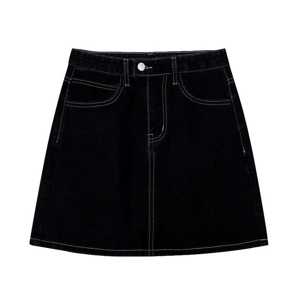Short black women denim skirt