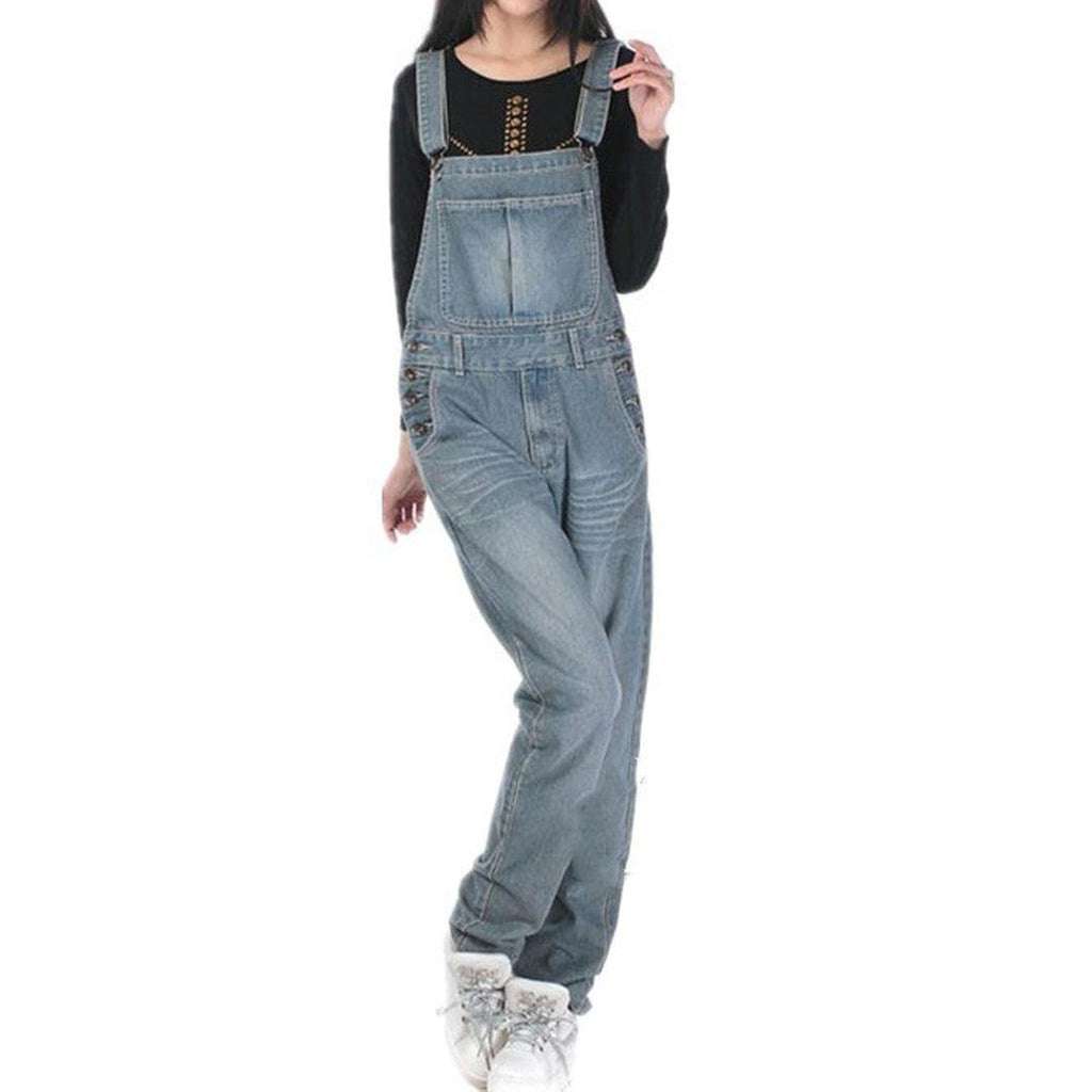 Leicht gewaschene Jeans-Latzhose für Damen