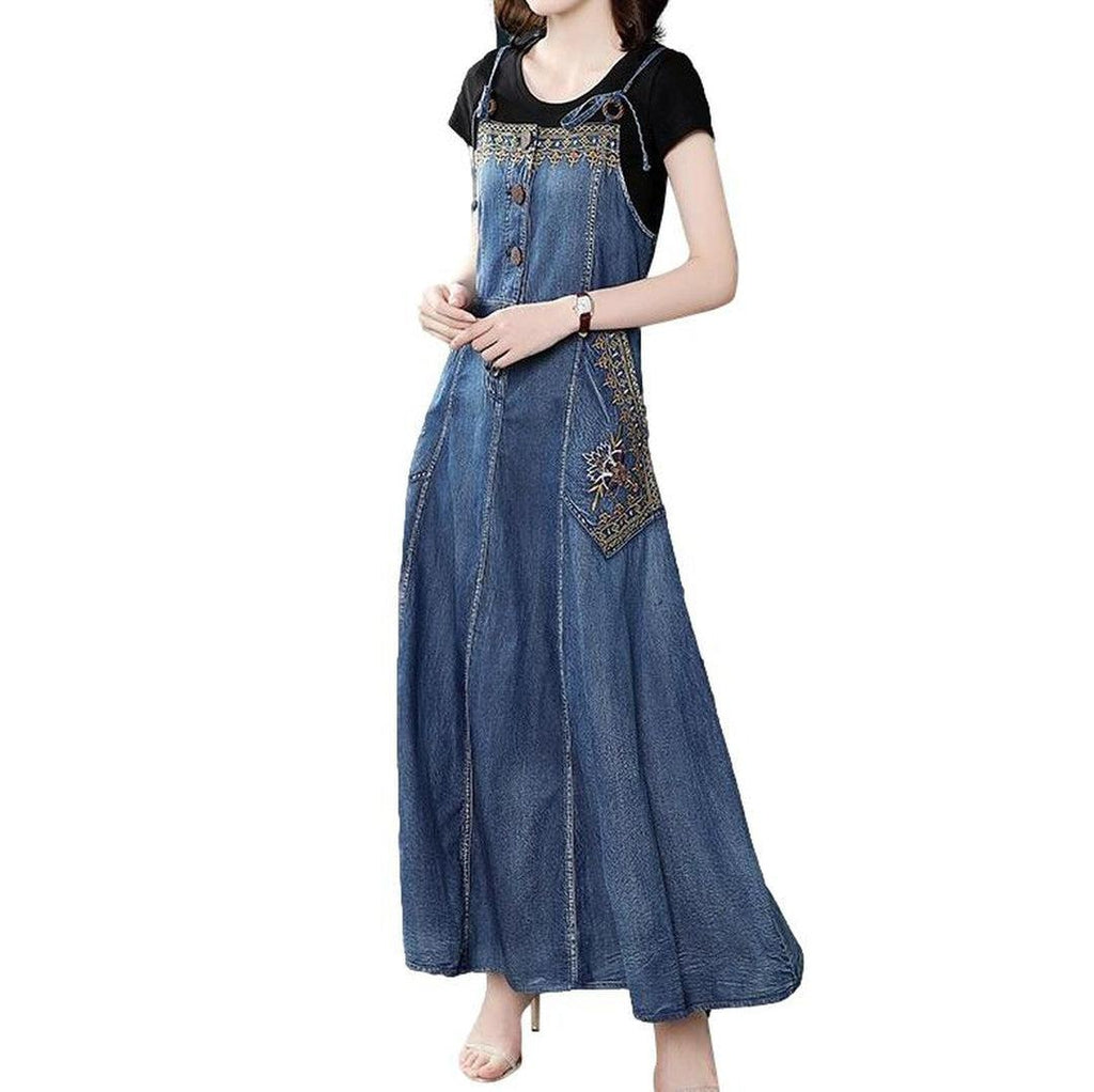 Sleeveless flare women denim dress