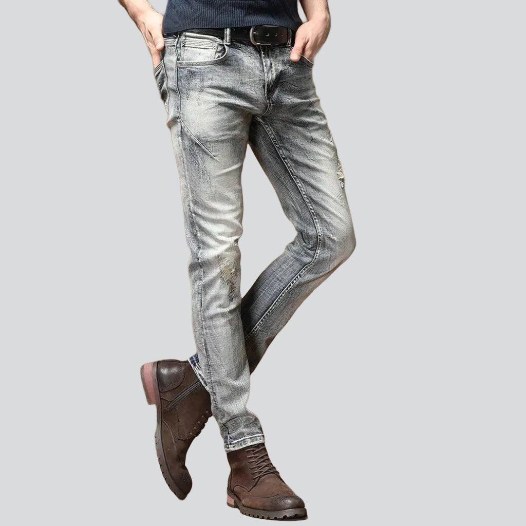 Vintage wash trendy men jeans