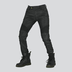 Waterproof coated men biker jeans