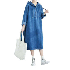 Long sleeve hooded denim dress