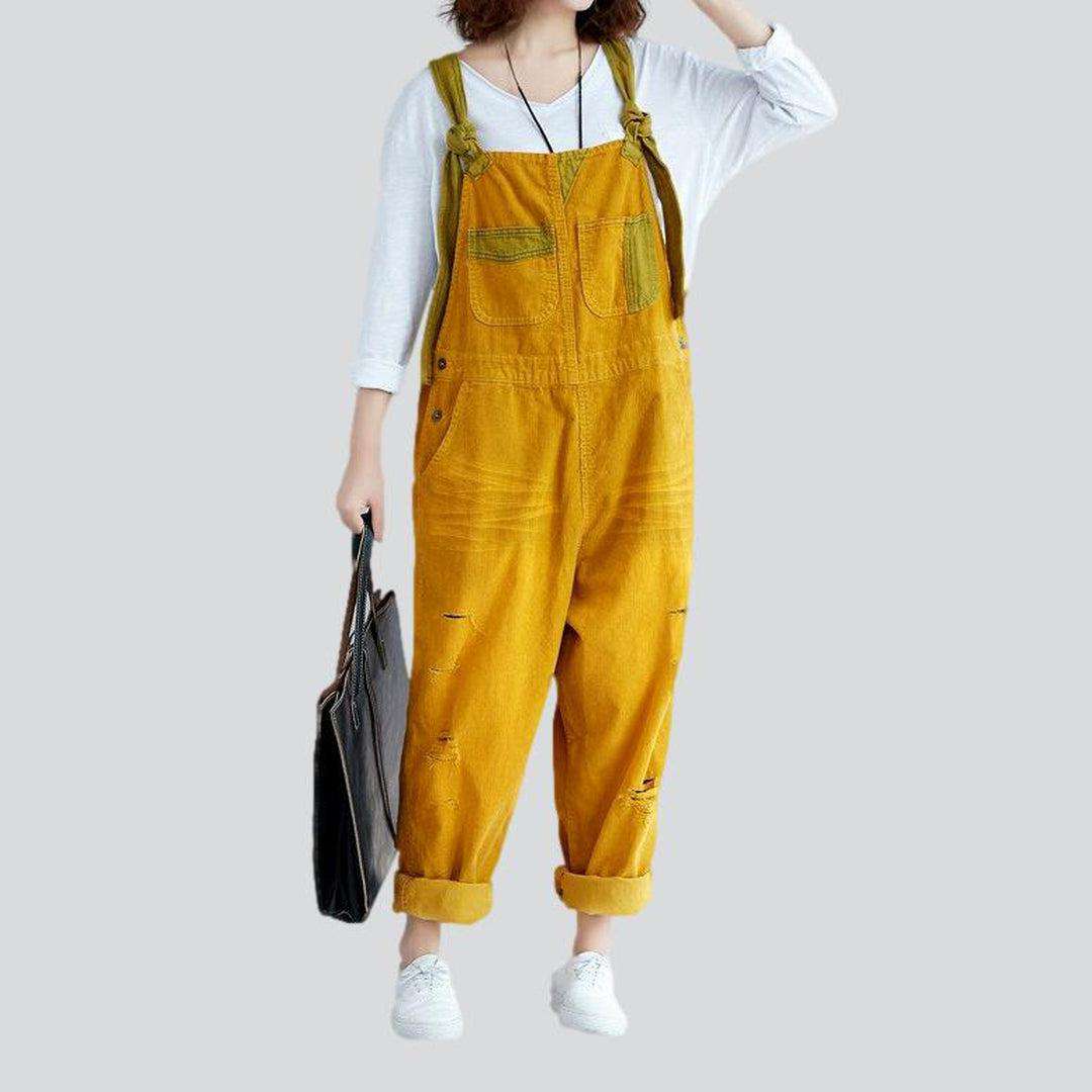 Color urban women denim jumpsuit