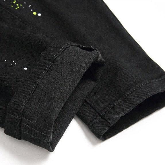 Rivet embellished black men jeans