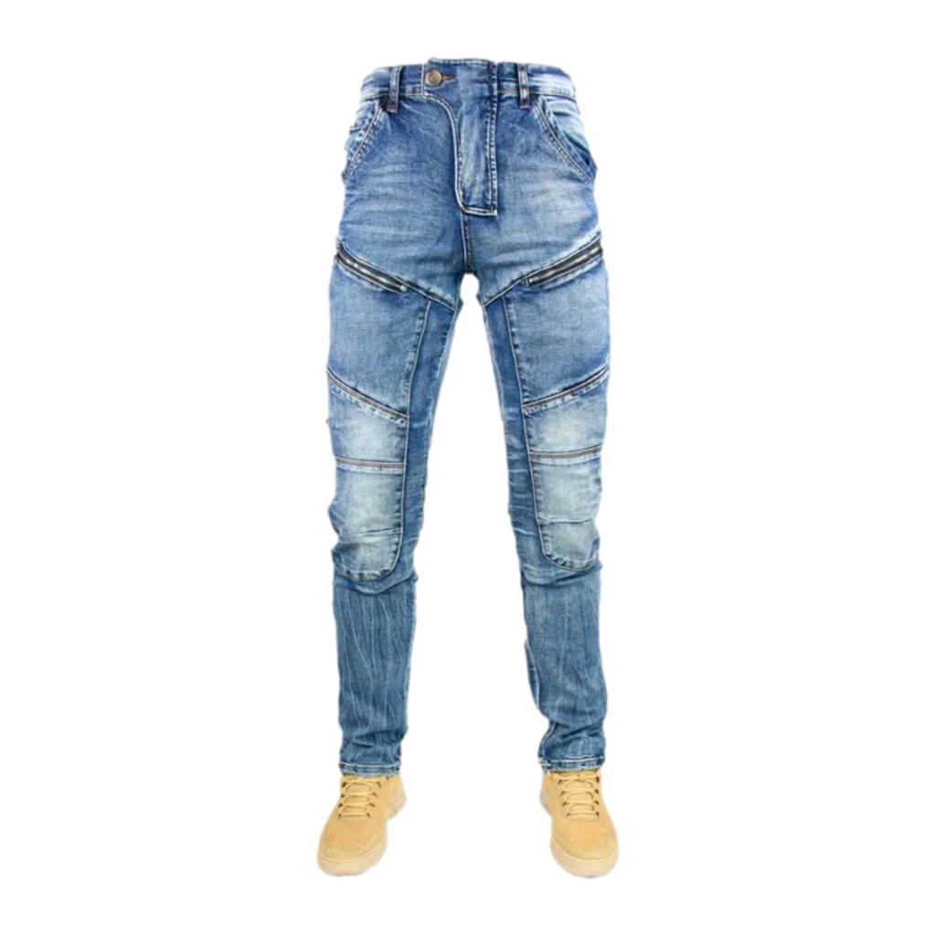 Mid-waist motorcycle jeans for men