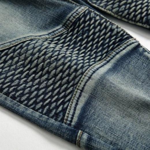 Vintage blaue Herren Bikerjeans