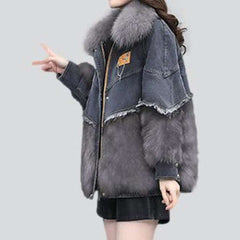 Chaqueta vaquera gris con pelo