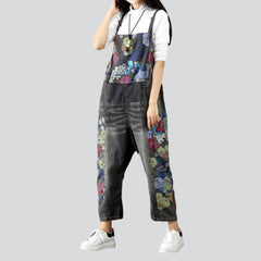 Painted loose ladies jeans jumpsuit