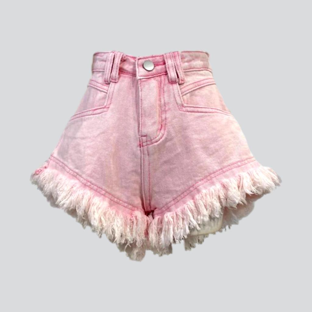 Shorts vaqueros desgastados con dobladillo ancho