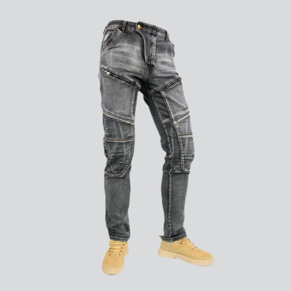 Mid-Waist-Motorradjeans für Herren