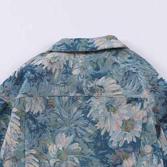 Flower print women denim jacket