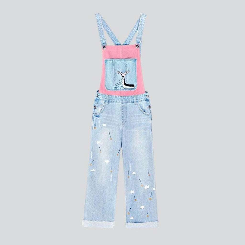 Embroidered women denim dungaree