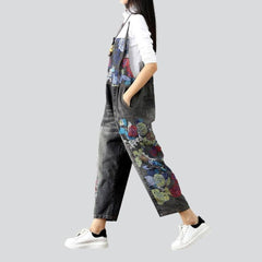 Painted loose ladies jeans jumpsuit