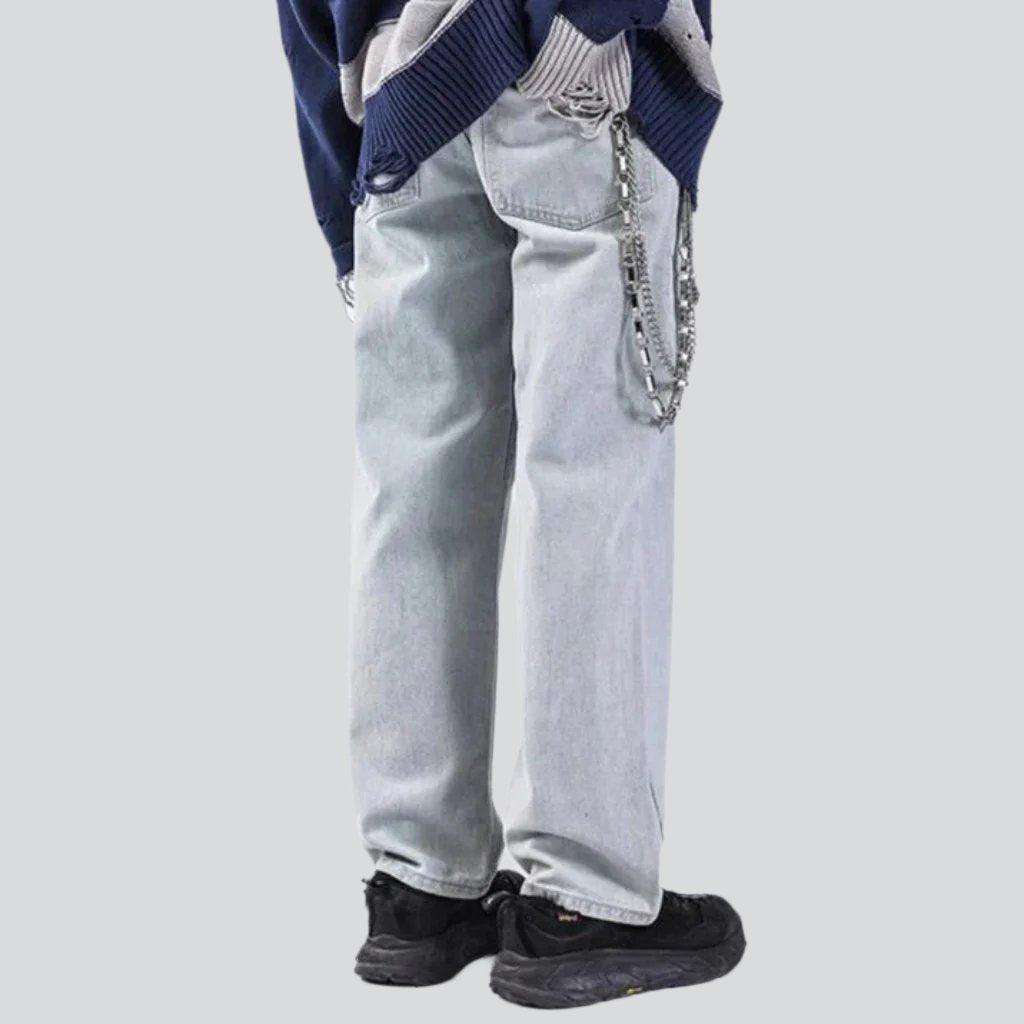 Light wash baggy denim pants