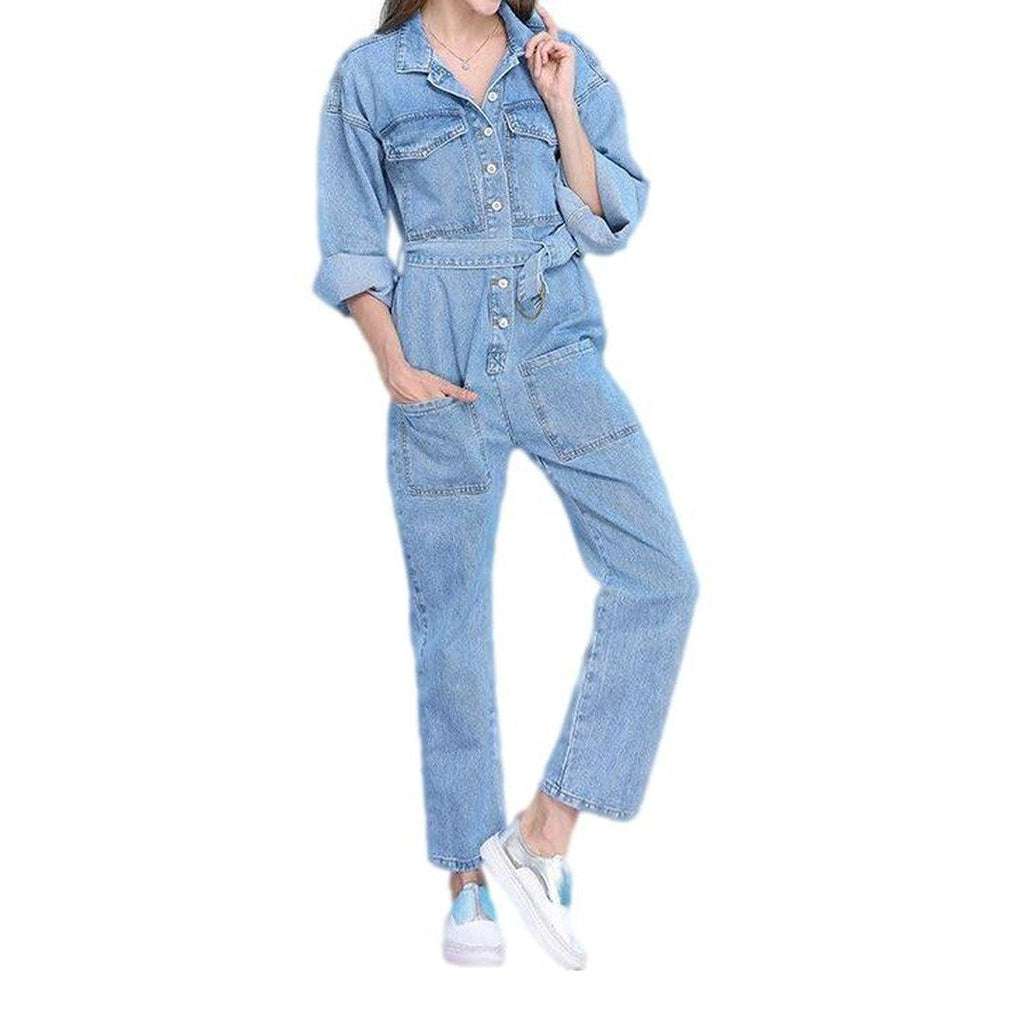 Leicht gewaschener Damen-Jeans-Overall