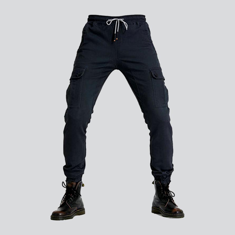 Mid-waist moto men denim pants